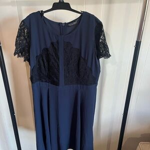 Dorothy Perkins Navy Midi Dress with Black Lace